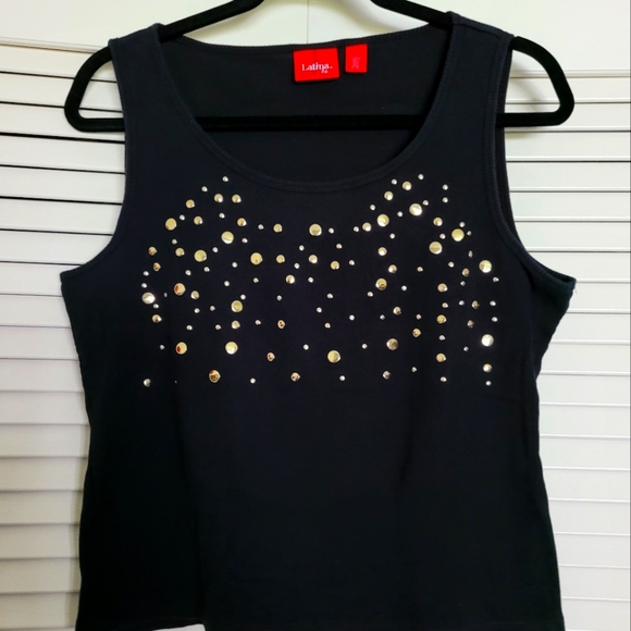 Latina Life Embellished Rib Knit Tank. Large - Picture 1 of 10